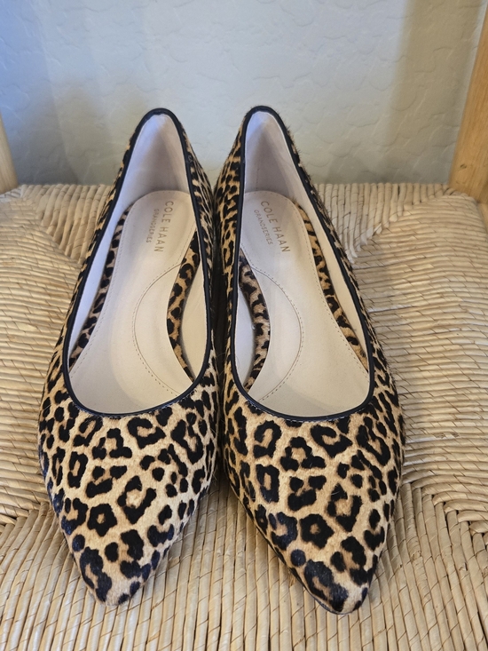 Cole Haan Shoes - Cole Haan Leopard-Print Pointed-Toe Flats in Tan and Black. Sz 8